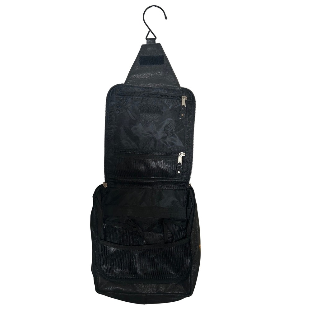 Canyon Outback‎ Black Leather Hanging Toiletry Bag Travel Organizer Dopp Kit